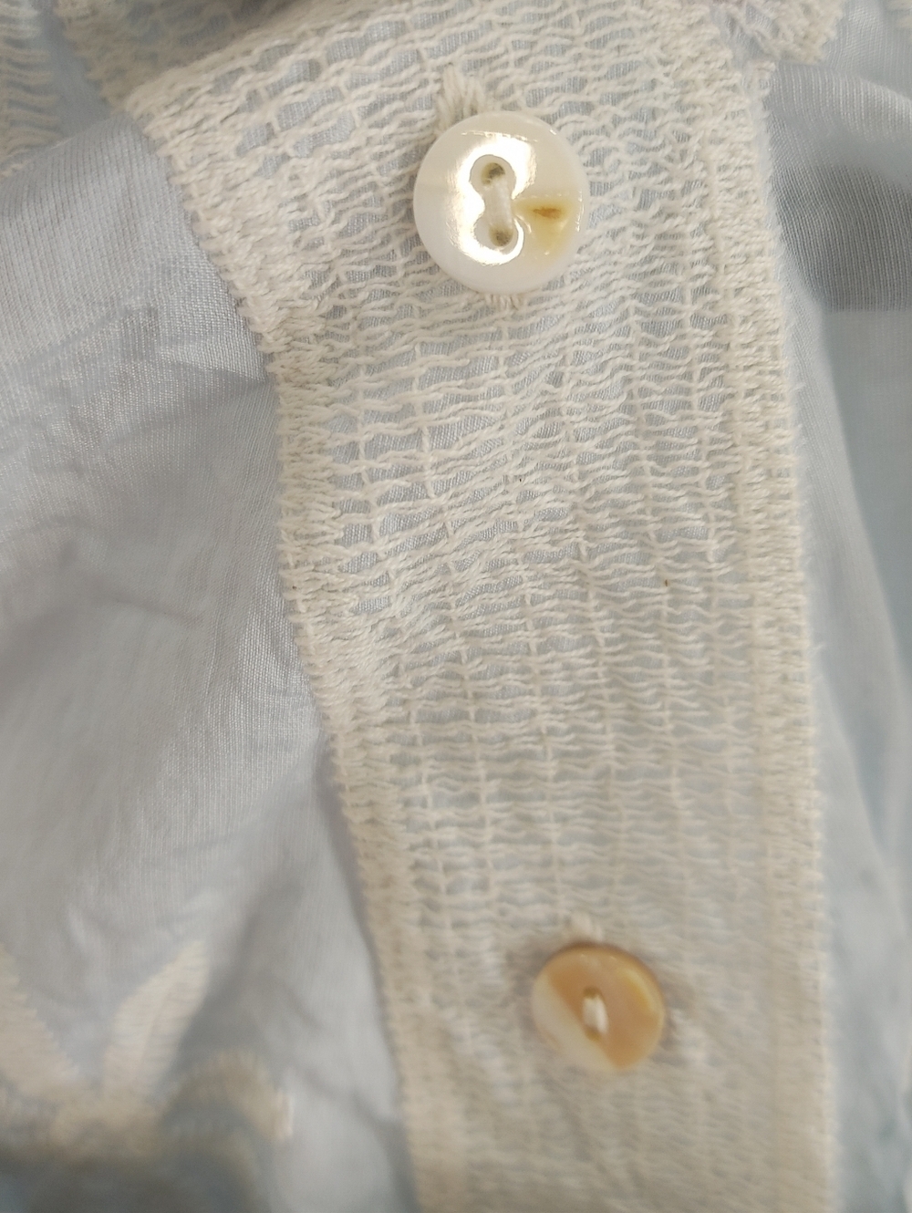 POL Embroidered Floral Blouse Light Blue Lace Trim Button Front Boho Top OS - Picture 12 of 14